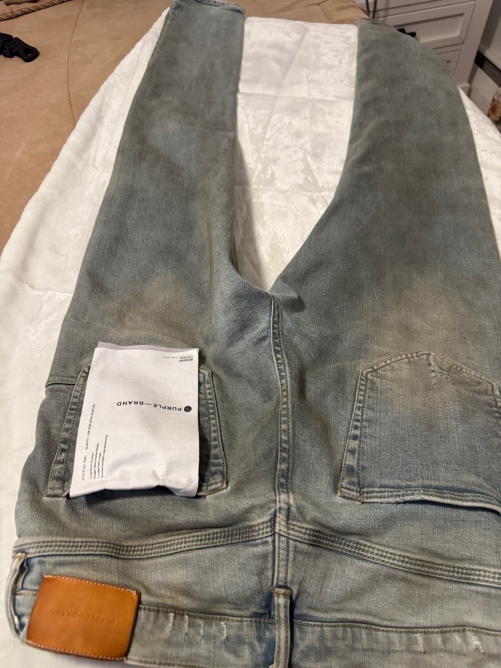 PURPLE Brand Slim Straight Men’s Jeans in Faded Light Blue-Grey - Picture 4 of 7